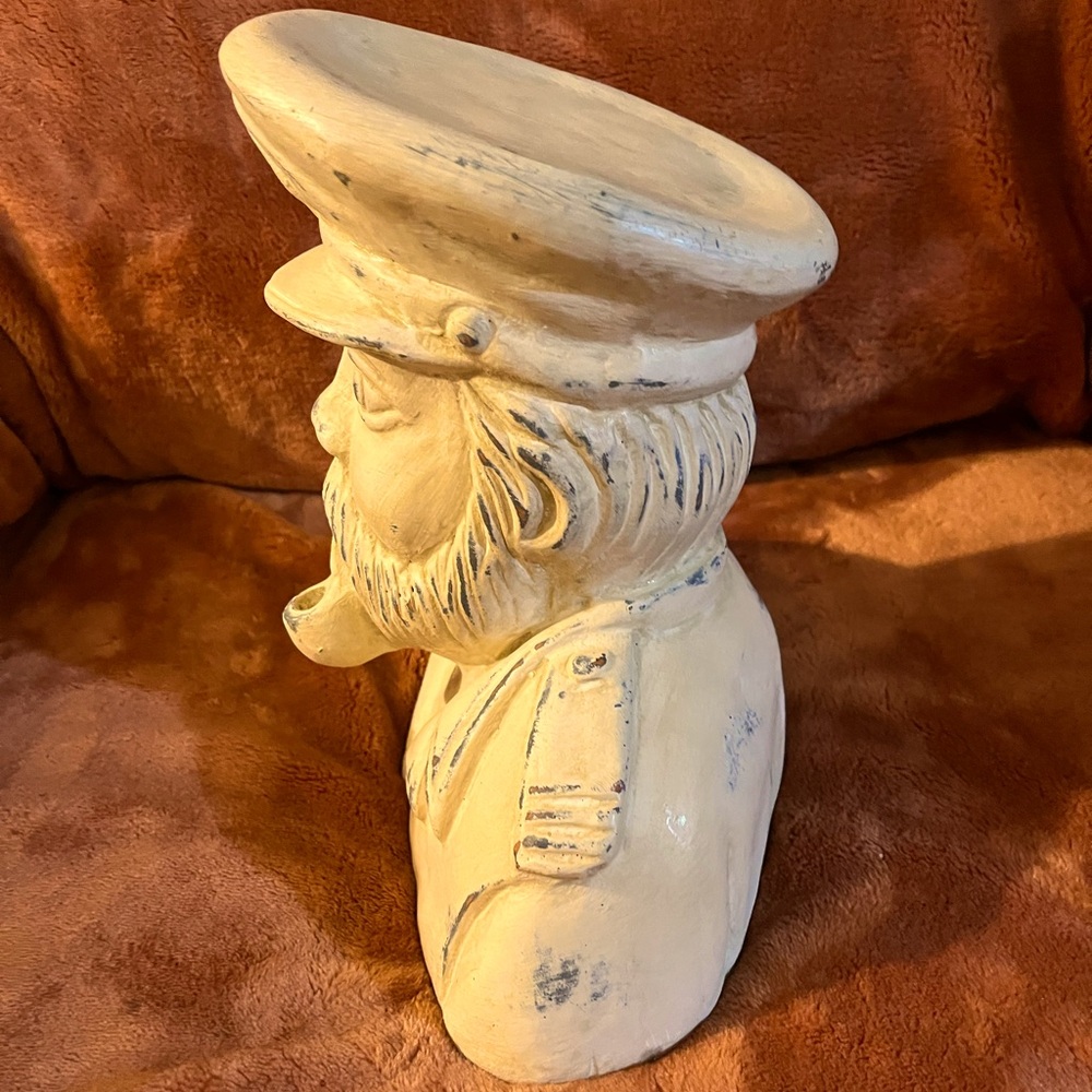 Nautical Captain of the Sea, Handmade terracotta, Cream with blue dry brush - Picture 5 of 7